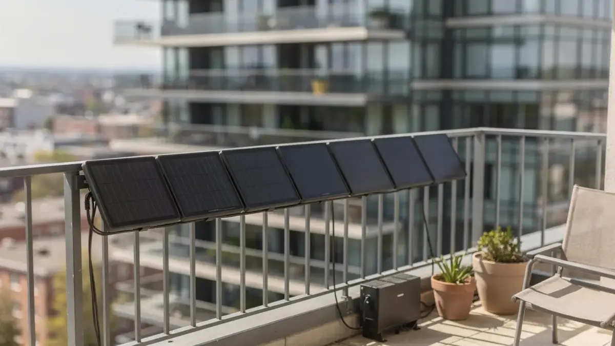 Mieter-PV-Anlage auf einem Balkon einer Mietwohnung mit kompakter Photovoltaikanlage