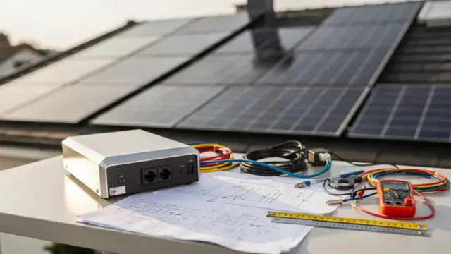 Photovoltaikanlage mit Solarmodulen und Wechselrichter zur DC/AC-Überdimensionierung
