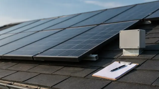 Photovoltaikanlage mit Solarmodulen und Wechselrichter als Thema zu PV-Gewährleistung und Garantie